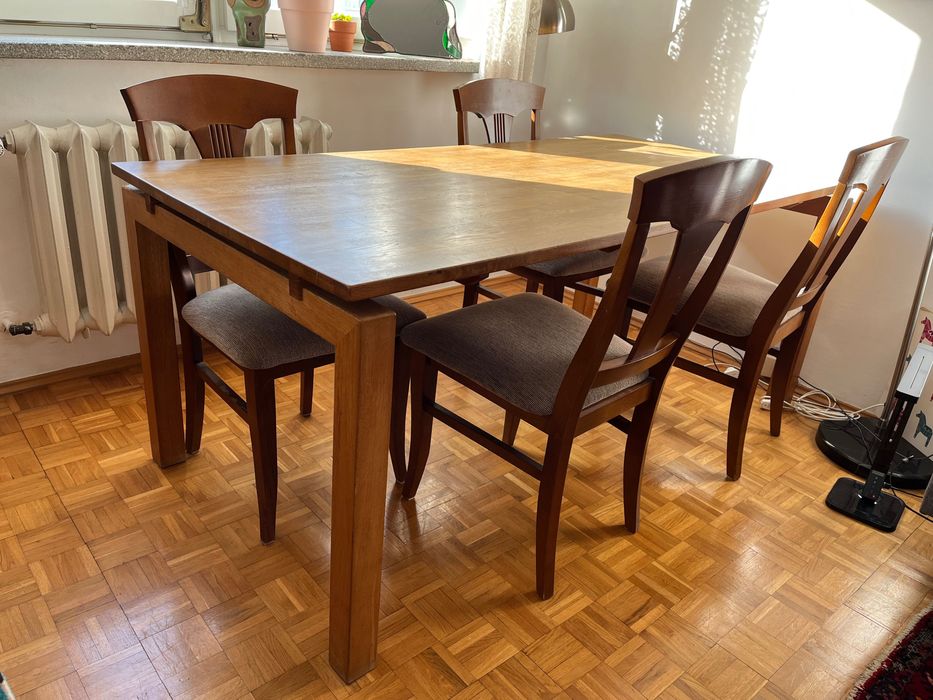 Duży Stół ‼️DREWNIANY‼️ z 4 krzesłami