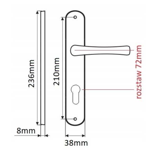 Klamka wewnętrzna Schaffner classic 72mm