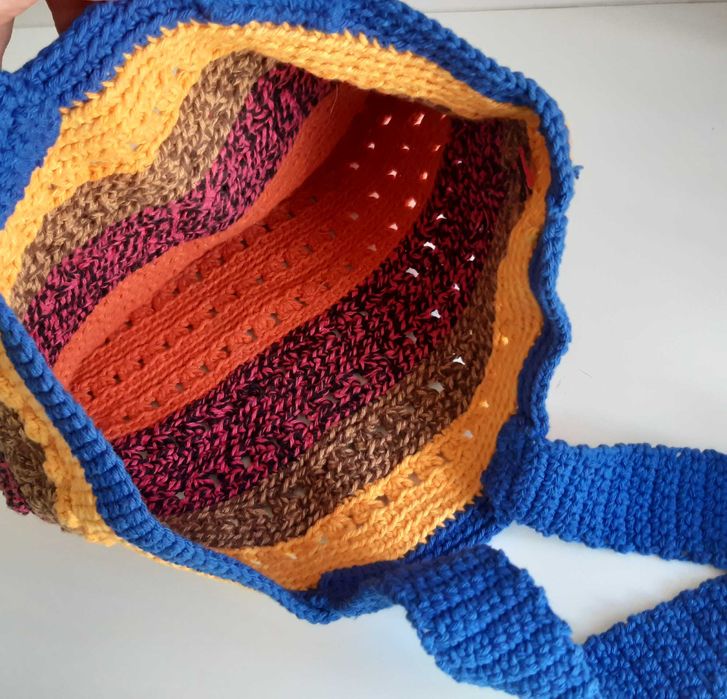 Saco Sacola Mala Crochê Artesanal Colorido Estimado