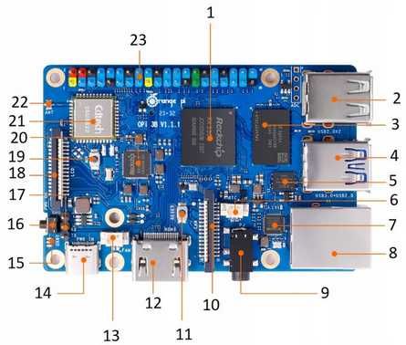 Mikrokomputer Orange Pi 3B 8GB + 256GB EMMC + microSD 32gb + obudowa