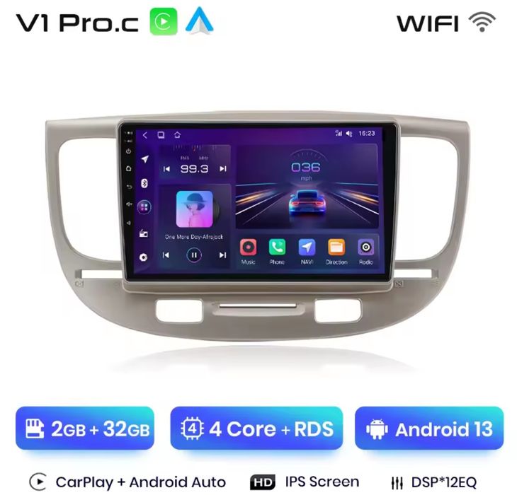 Rádio Android Kia Rio 2005 a 2011 CARPLAY WIFI GPS 2/32GB BT novo