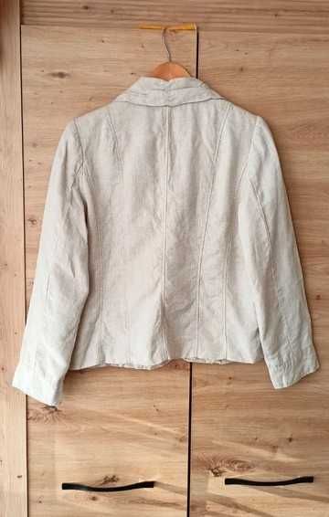 Kremowa beżowa Marynarka na guziki Isolde 100% len Rozmiar L