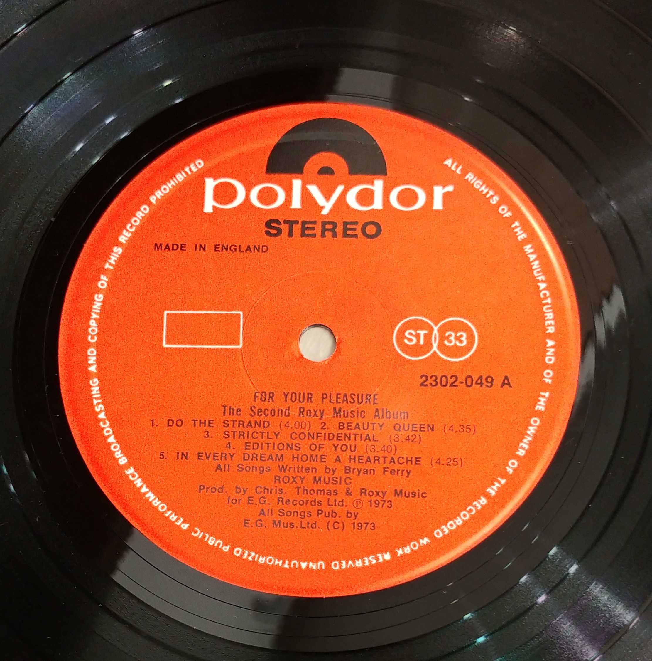 Roxy Music - For Your Pleasure. Ex+  . 1977 r. Płyta winylowa .