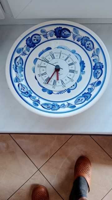 zegar porcelanowy talerz
