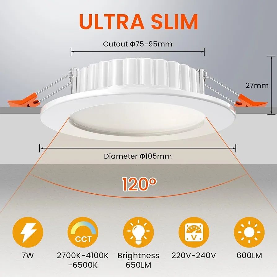 BLCKON Oprawy LED do sufitu, 6 szt. Slim Sleek, 7W 3 kolory