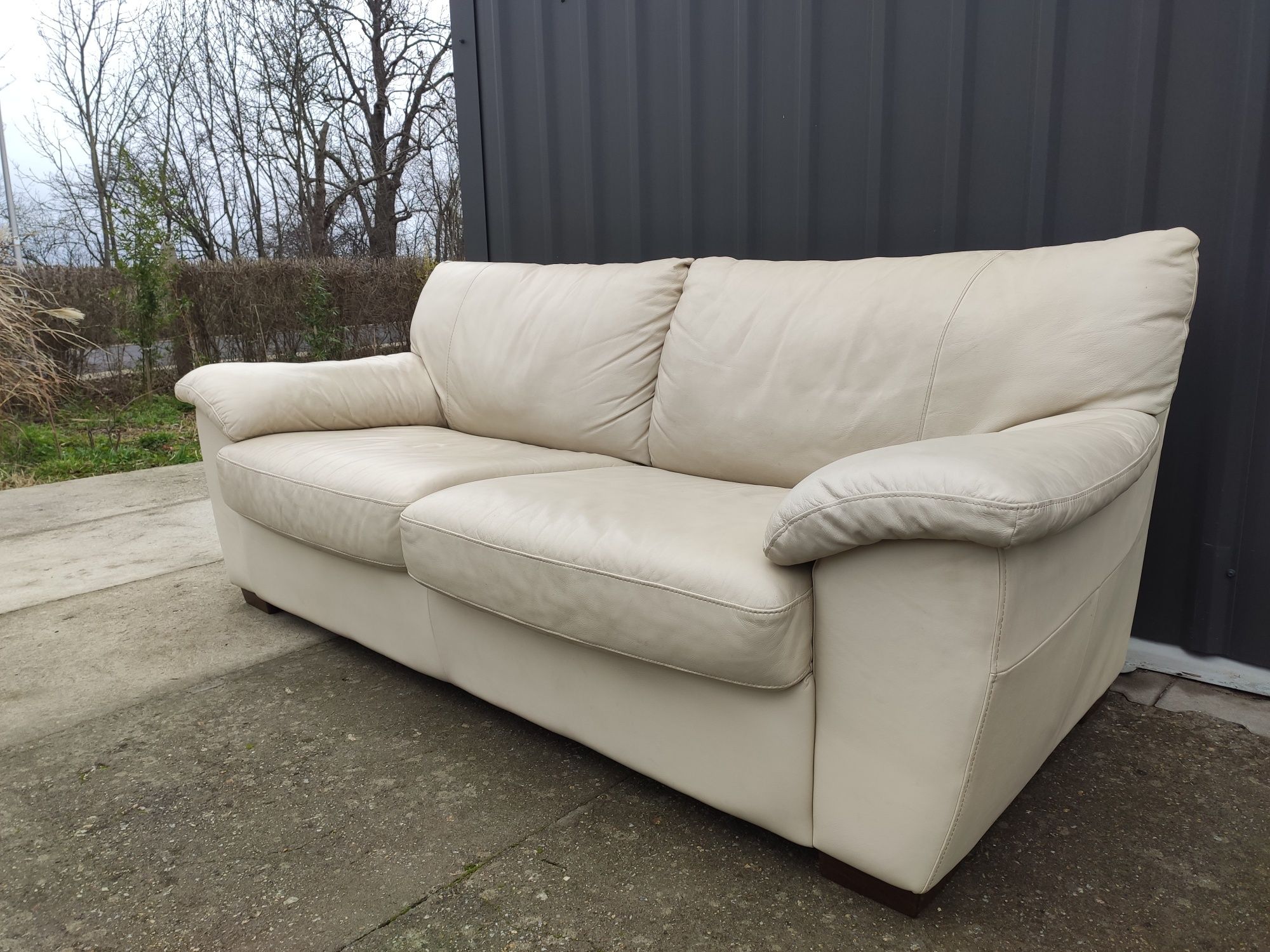 Sofa skórzana 3-osobowa z funkcją spania- skóra naturalna! Okazja