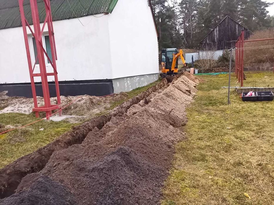 Usługi Minikoparką, Koparką, Koparko-ładowarką, Wykopy, Prace ziemne