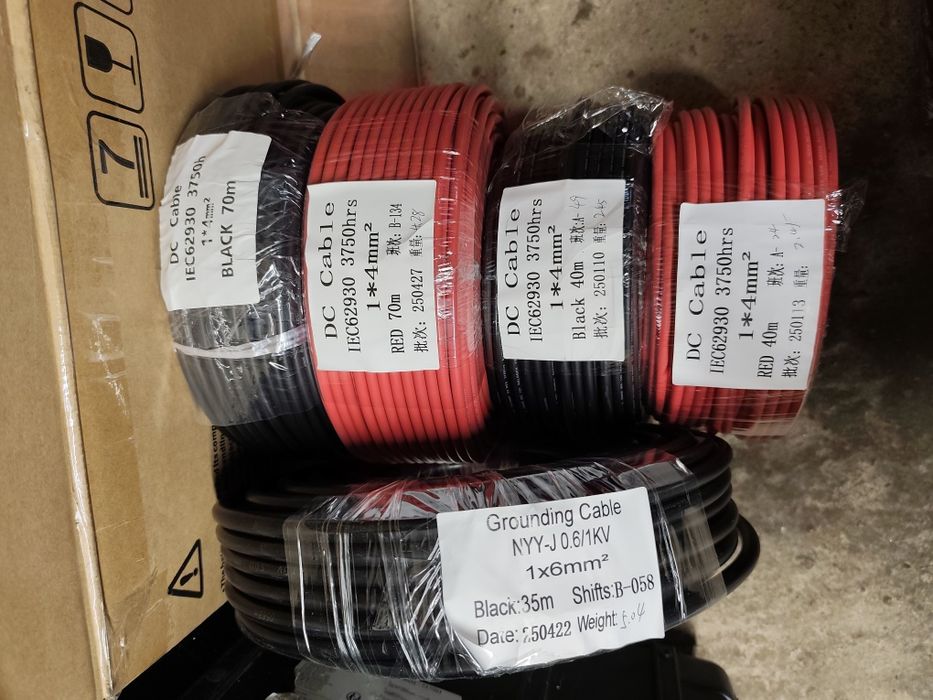 DC кабель для сонячних модулів 1*4 червоний чорний, довжина 35,70 м.