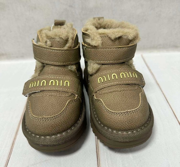 Зимові дитячі Ugg BBT уггі екошкіра хакі 23-24