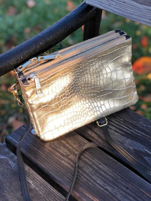 Італійська шкіряна сумочка кросбоді на 3 відділення