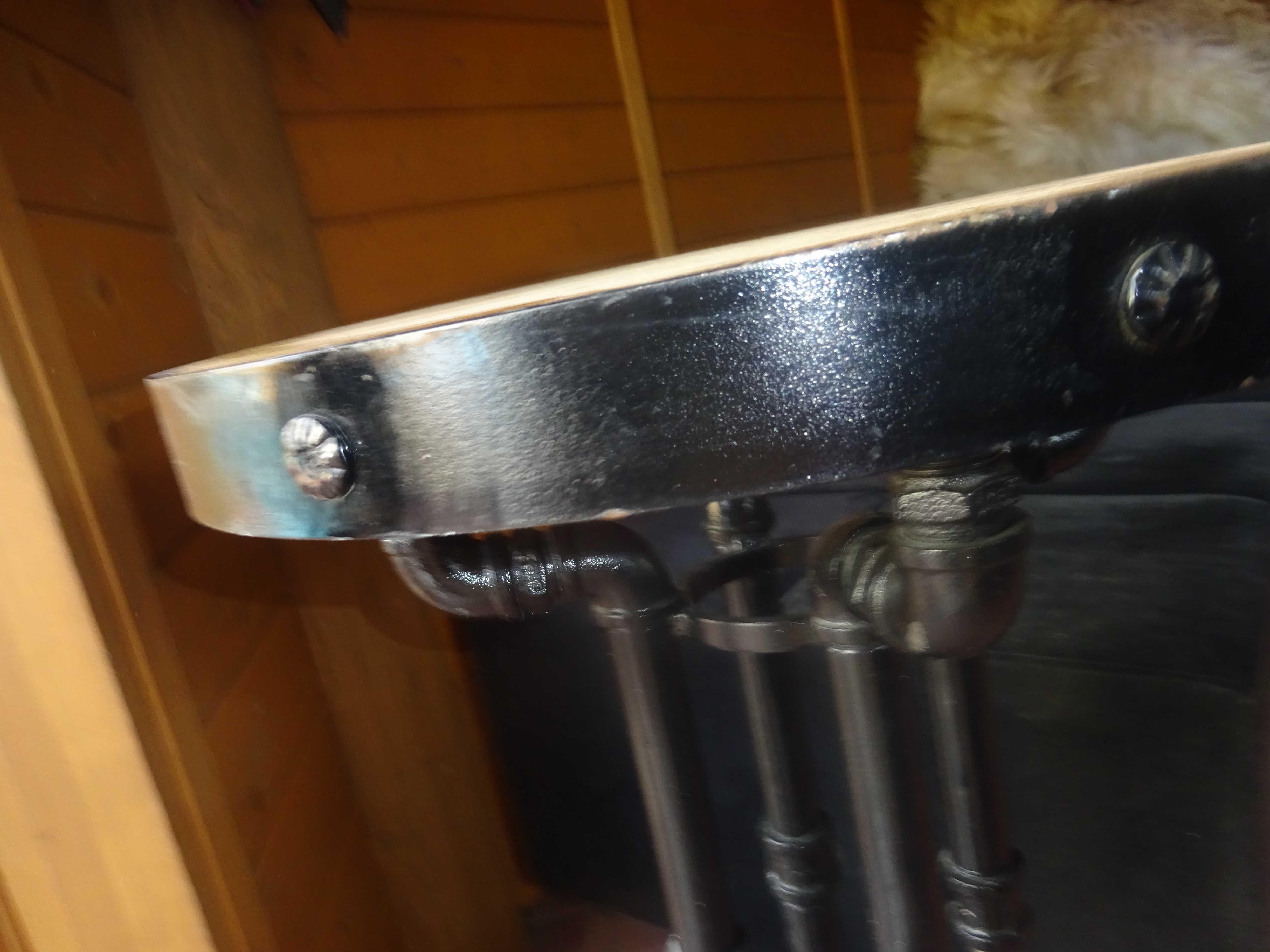okrągły stolik 80 cm kawowy na kwiaty nogi metalowe z rur