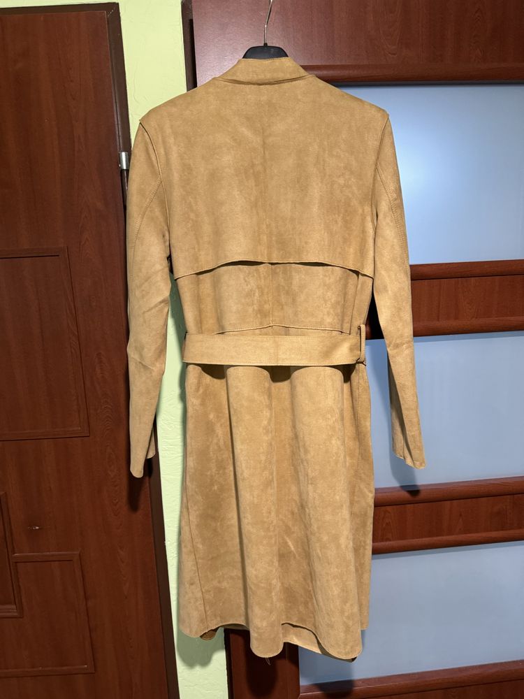 Płaszcz trench imitacja zamszu rozm M