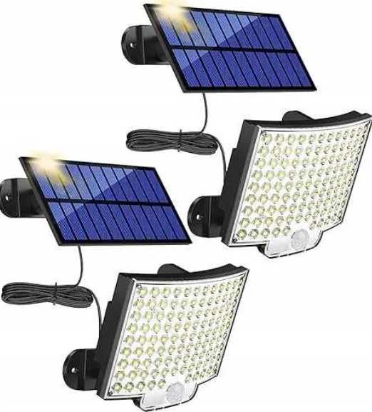 ZESTAW Solarne Lampy ogrodowe, schodowe, balkonowe na Ruch + kabel 5m