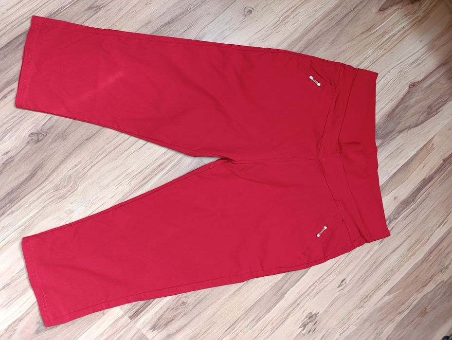Czerwone rybaczki damskie 5XL 6XL bawełniane ze złotymi zameczkami