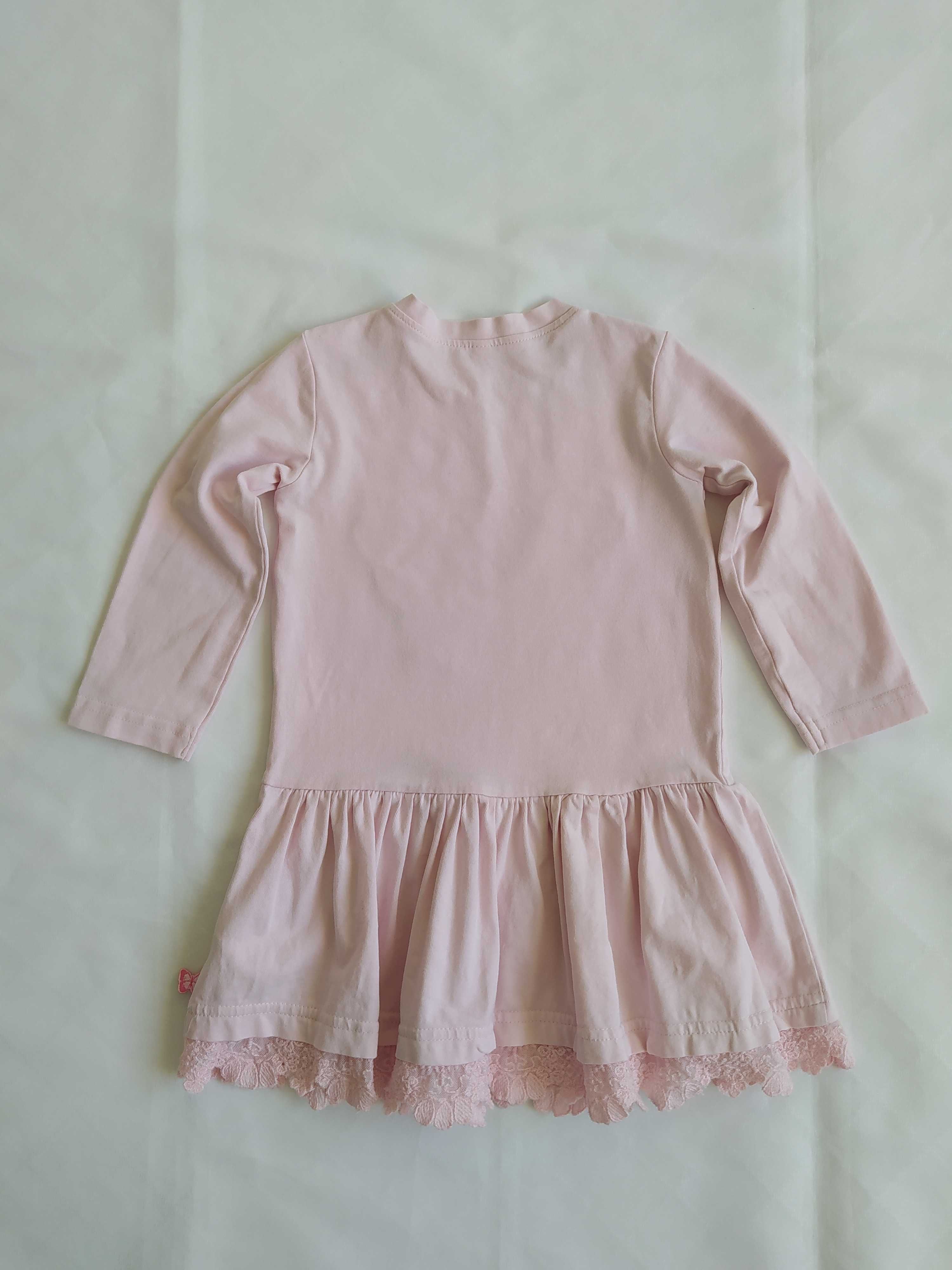 Sukienka różowa długi rękaw Coccodrillo 9-12 m-cy / 80 cm