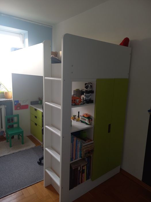 IKEA Stuva łóżko z biurkiem i szafą kolor biały i zielony
