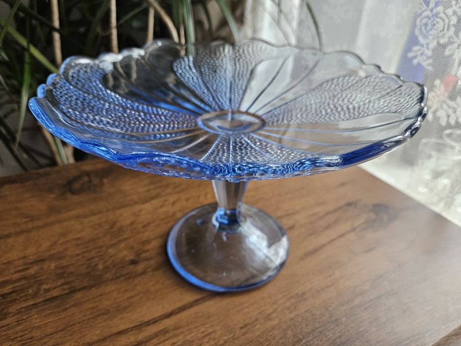 Patera Krosno niebieska kolorowe szkło PRL vintage