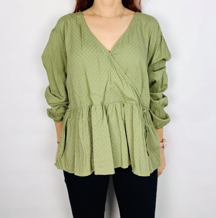 Zielona bluzka kopertowa z wiązaniem 4XL 48 C&A