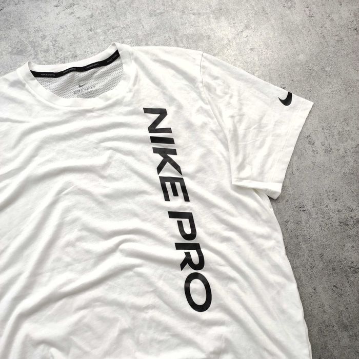 MĘSKA Koszulka PREMIUM Biała Nike PRO Combat Duże Logo Sportowa Casual