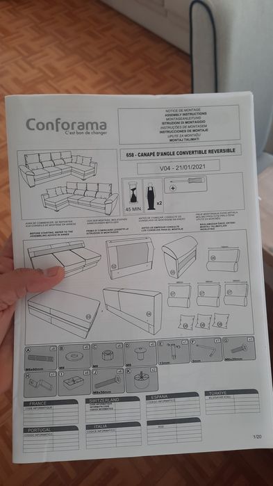 Sofá c/ chaise, encosto reclinável impecável