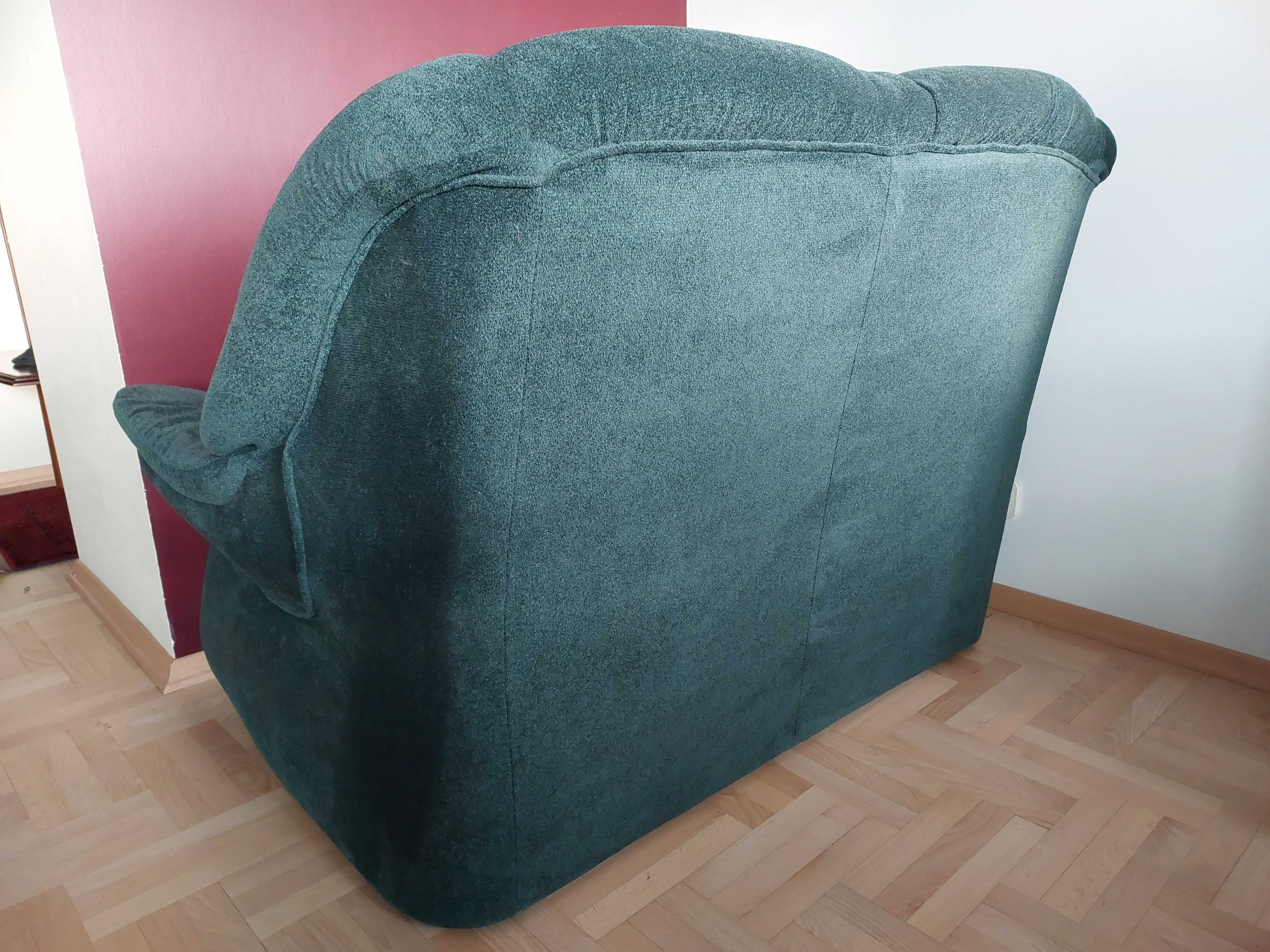 Sofa z funkcją spania i pojemnikiem na pościel zieleń butelkowa