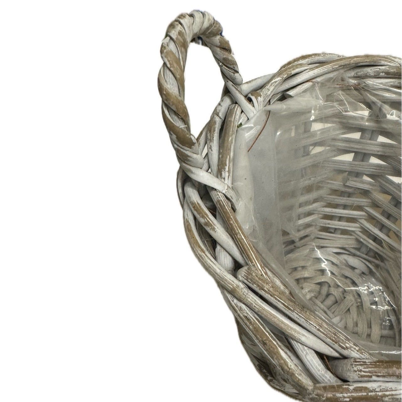 Kosz rattanowy z uchwytami bielony 25×19 cm osłonka WYPRZEDAŻ OKAZJA!