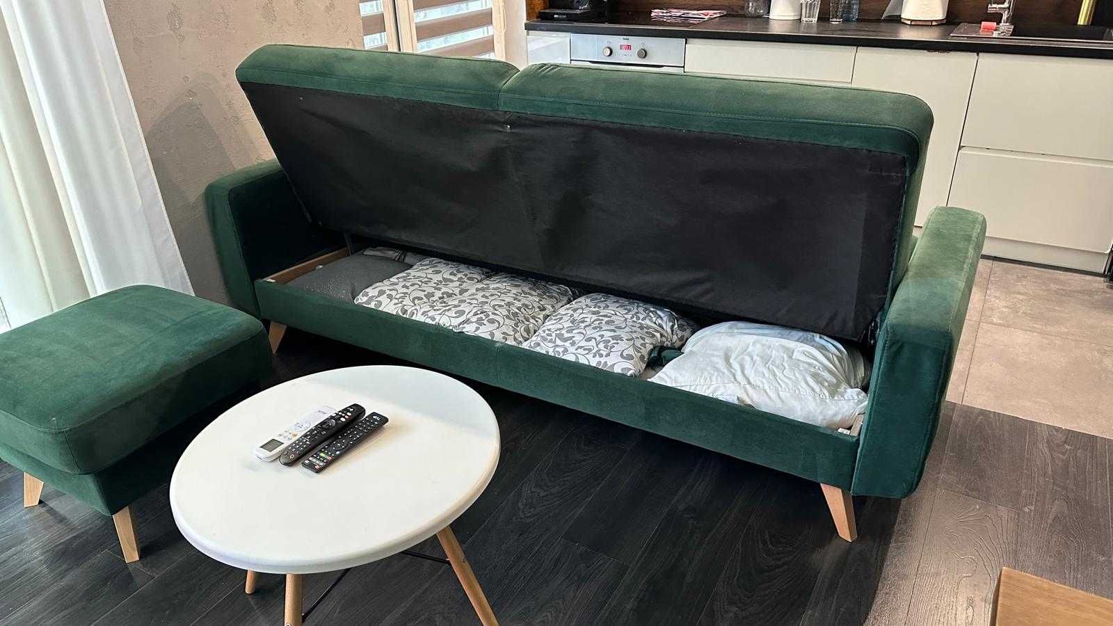 Sofa BODO z funkcją spania 220cm + pufa BODO 56x56 z pojemnikiem