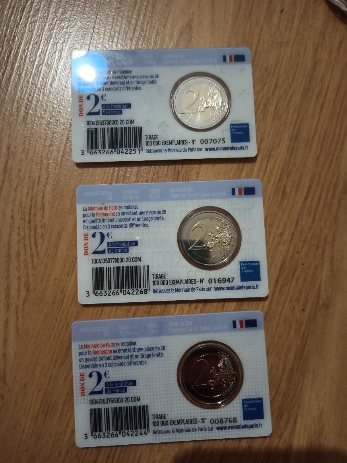 Moeda comemorativa 2 euros França 2020 Pesquisa Médica (Trio)