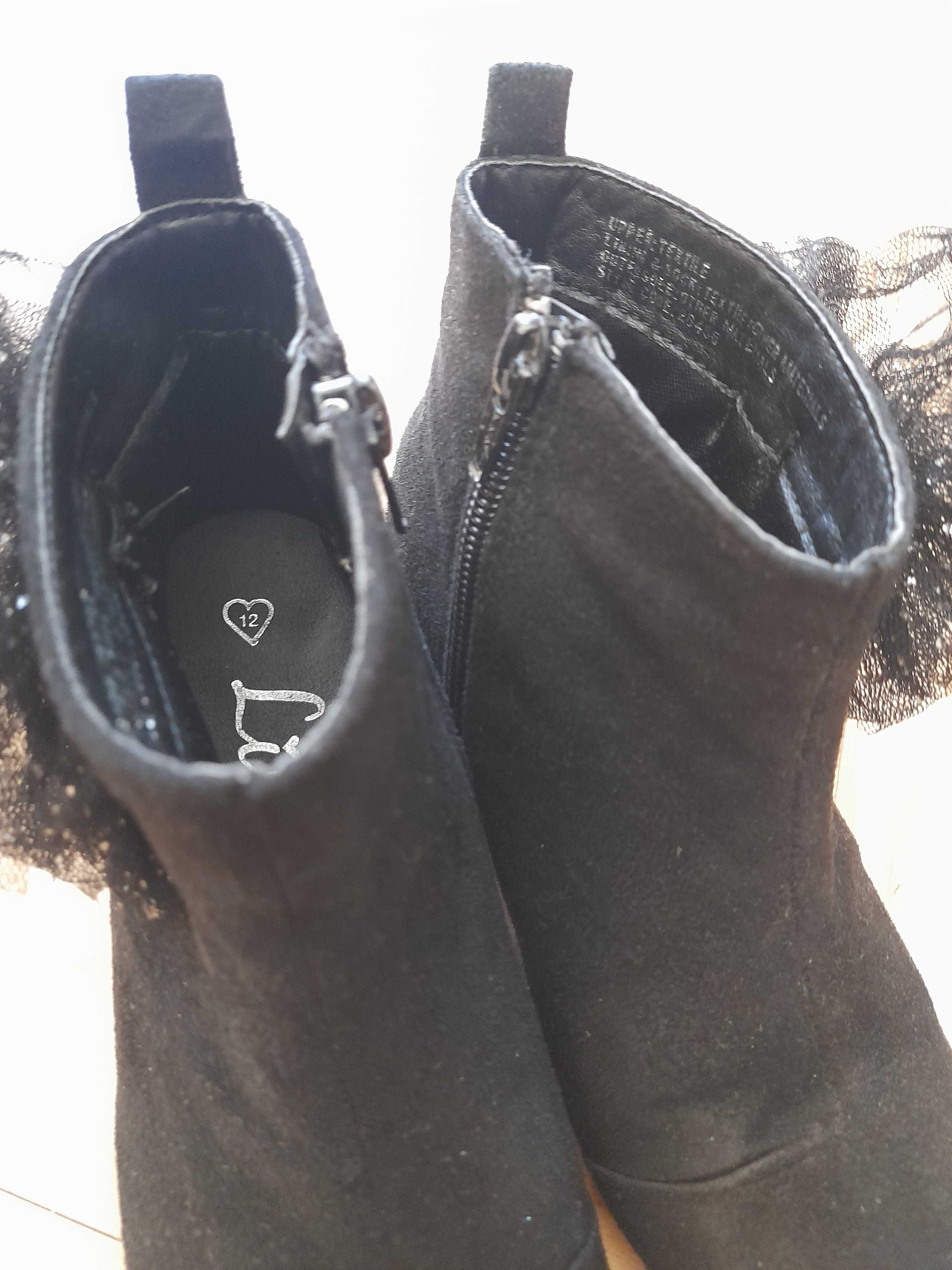 Buty,półbuty dla dziewczynki,rozm 32,czarne,zamsz