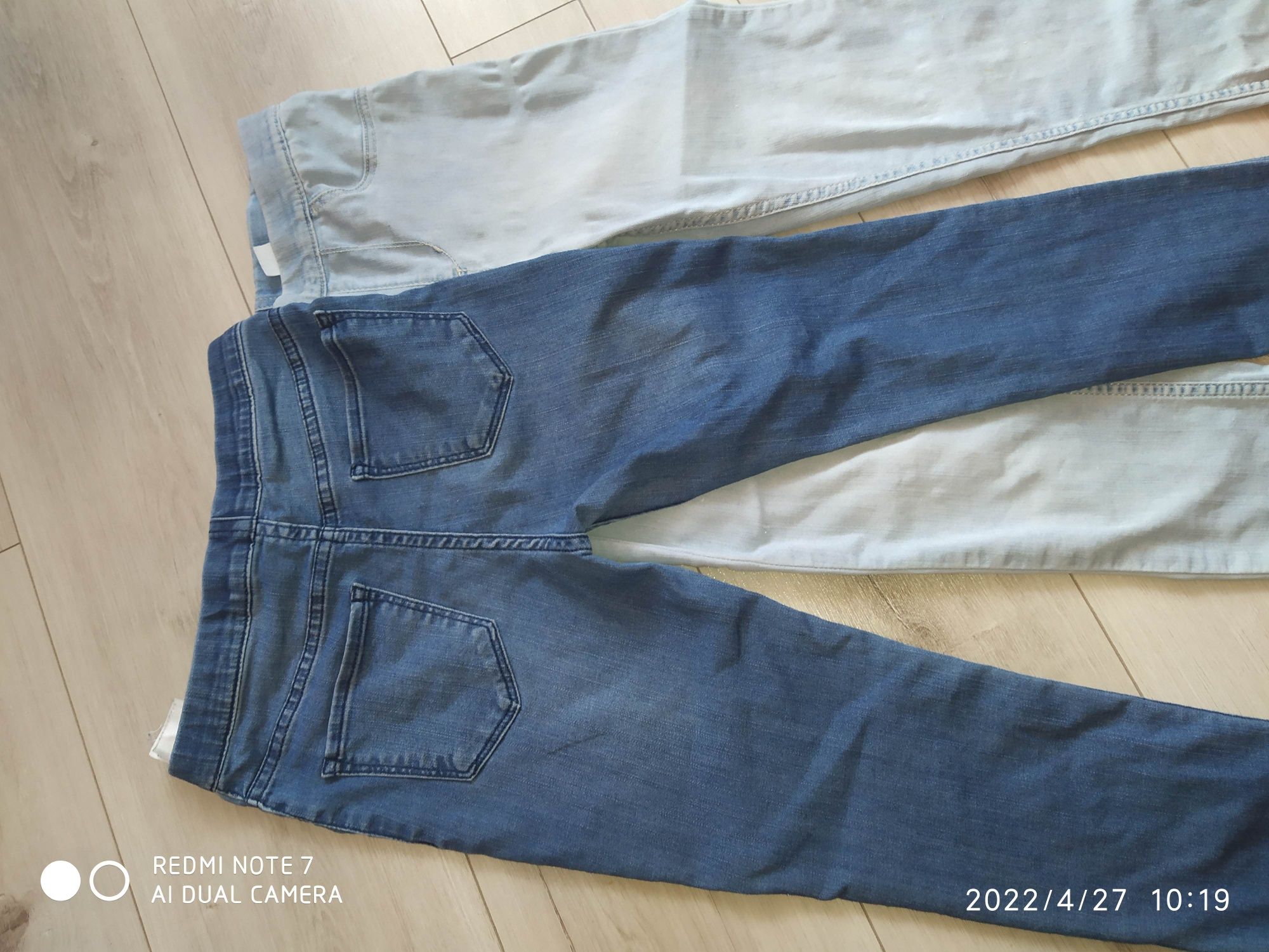 2 pary legginsy spodnie jeansowe stretch hm 134.