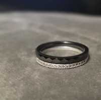 APART ceramiczny pierścionek podwójny srebrna obrączka