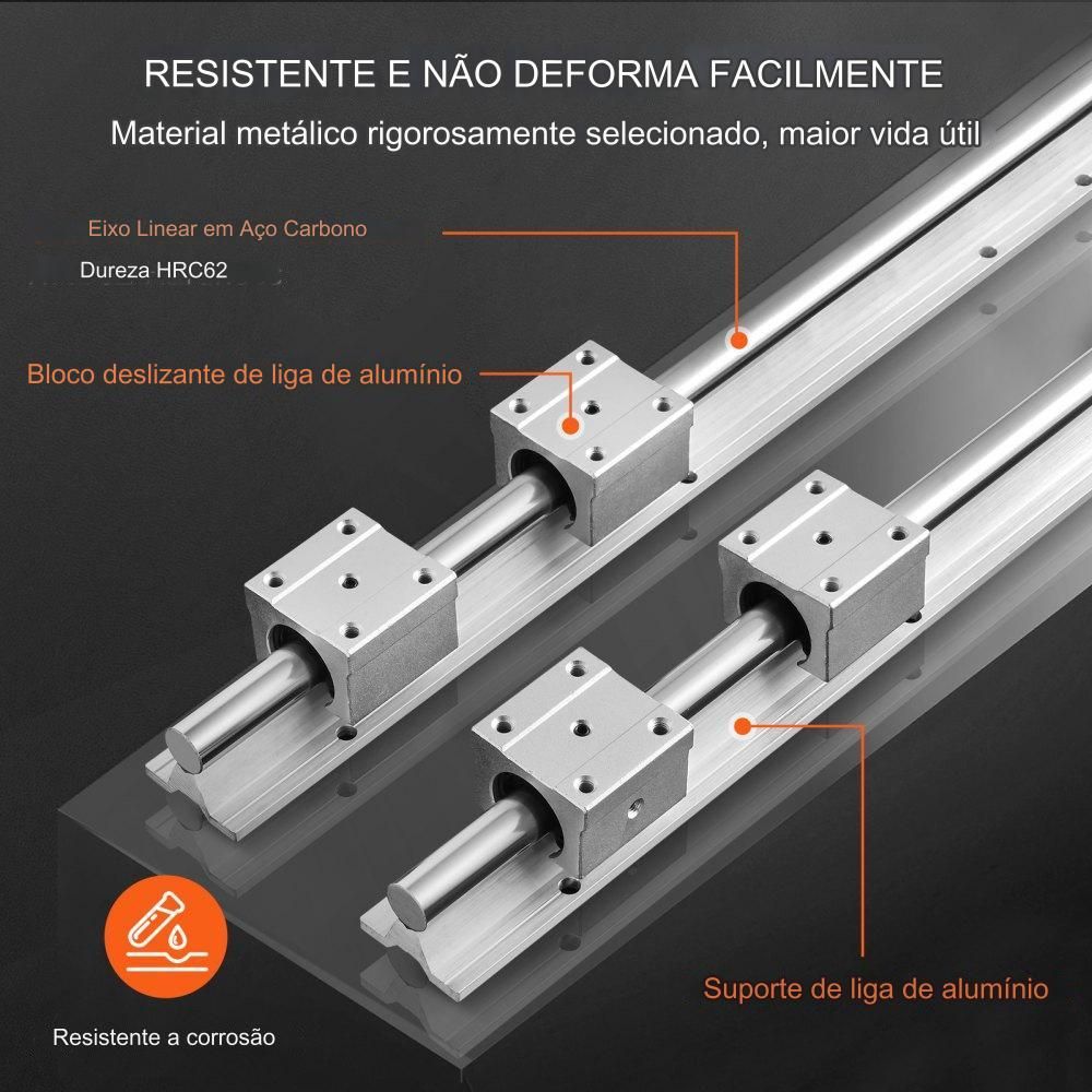 Kit Guia Linear 2 Trilhos SBR16 1000mm