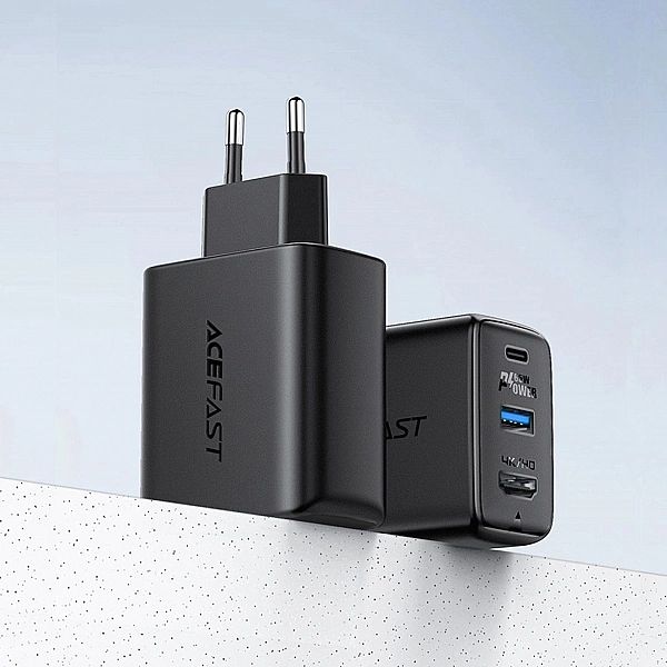 Acefast 2w1 ładowarka sieciowa GaN 65W USB Typ C / USB, adapter przejś