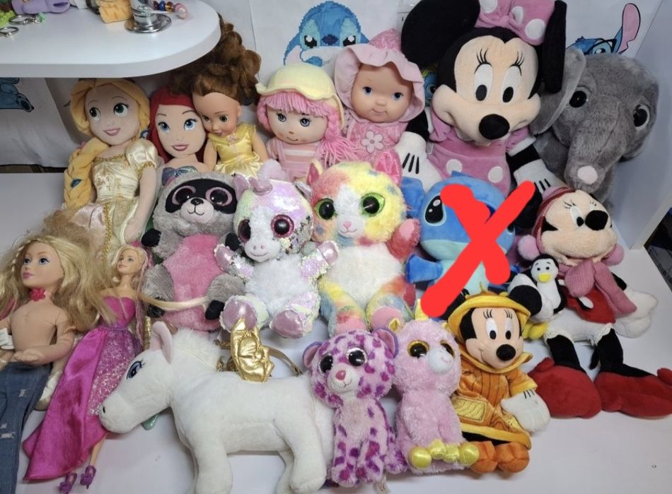 Мягкие игрушки,глазастики, Минни Маус, Стич.
