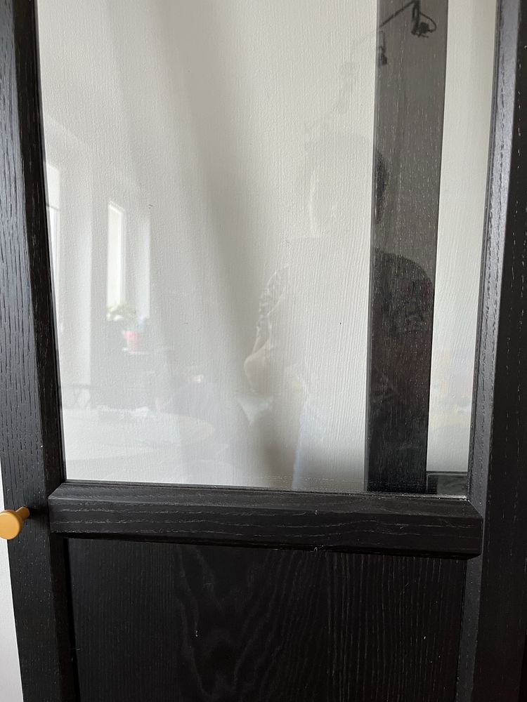 Drzwi Ikea Oxberg czarne szklo komplet