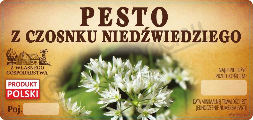 Pesto czosnek niedźwiedzi etykiety na małe słoiki