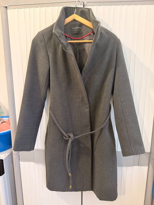 Casaco cinza comprido, XS, pouco uso