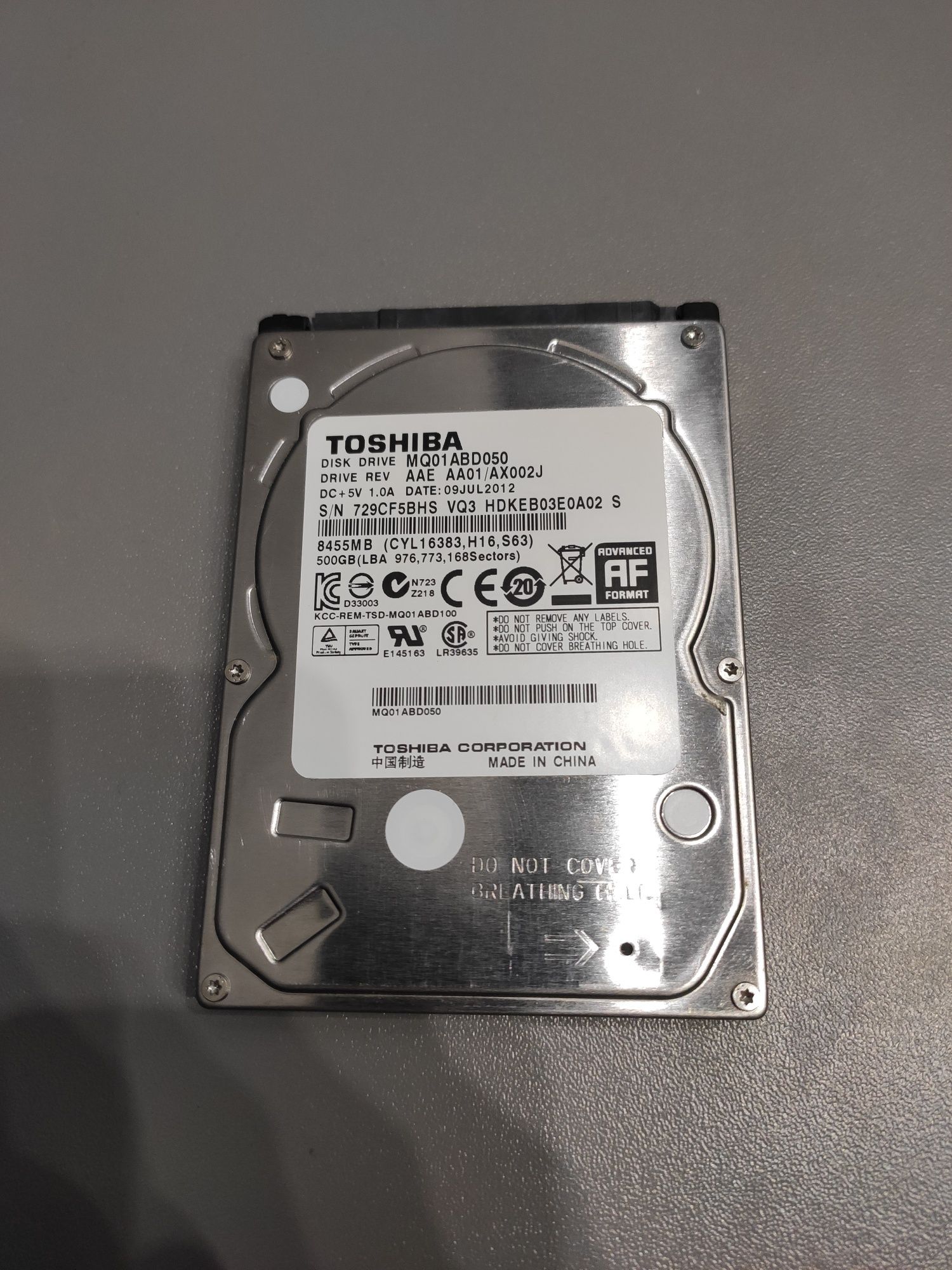 Жорсткий диск HDD Toshiba 500GB 2.5" для ноутбука