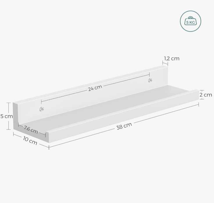 Zestaw 3 półek ściennych 38x5x10cm