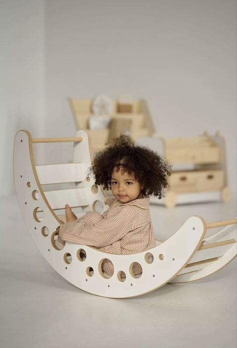 Bujk drewniany Moon blat L i poduszka