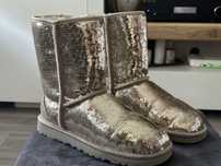 Ugg Womens Rose SilverClassic Boots Classic Short Sequin Boot
