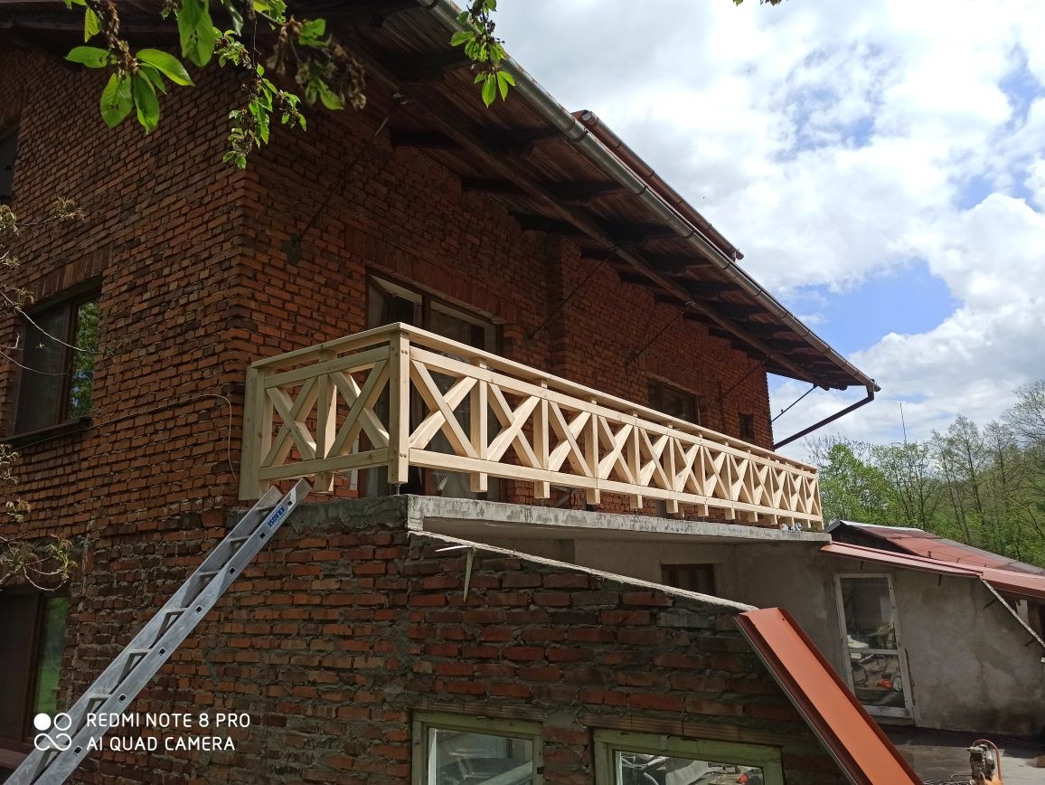 Balustrada drewniana krzyż barierka taras ogrodzenie balkon