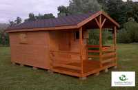 domek drewniany ogrodowy z tarasem 18m2 Alan