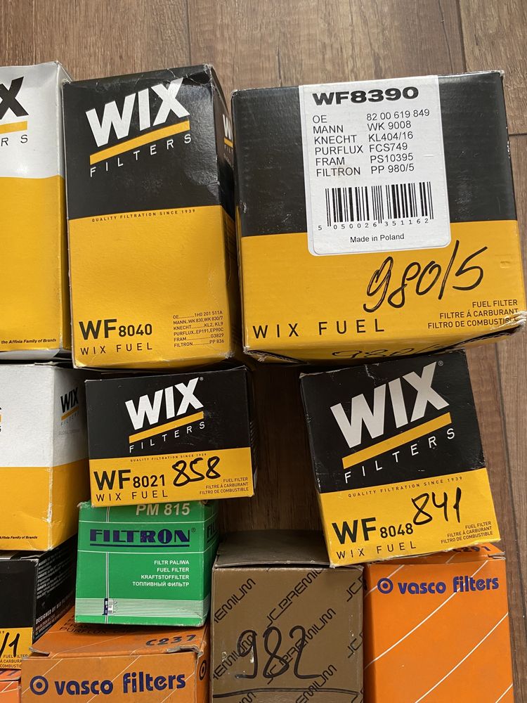 Розпродаж! Паливні фільтри WIX, vasco, filtron, purflux, jcpremium