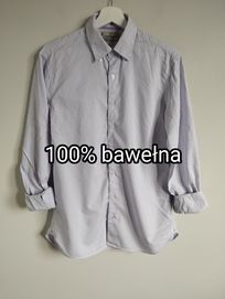 Bawełniana oversizowa koszula w lilowy prążek r. 38 40 Mango