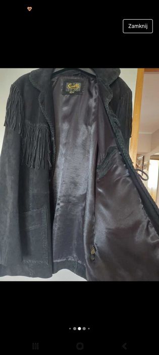 Męska kurtka z prawdziwego zamszu z frędzlami