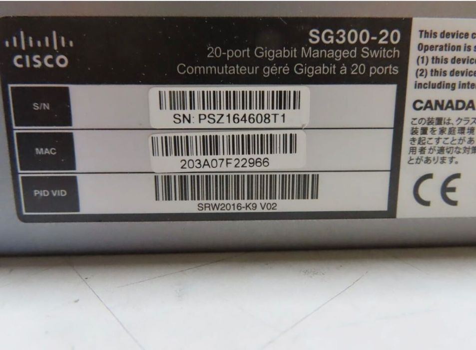 Комутатор Cisco SB SG300-20 20-port Gigabit Managed Switch
