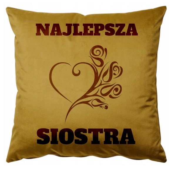 Welurowa poszewka + poduszka 40x40 Prezent Najlepsza Siostra