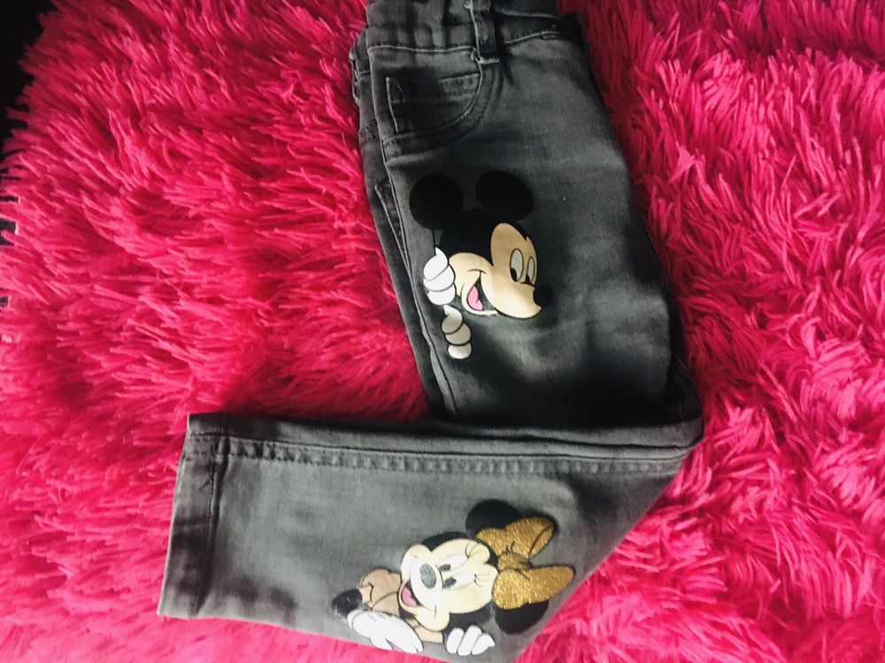 Śliczne spodnie jeansy miki Disney minnie jak nowe 92