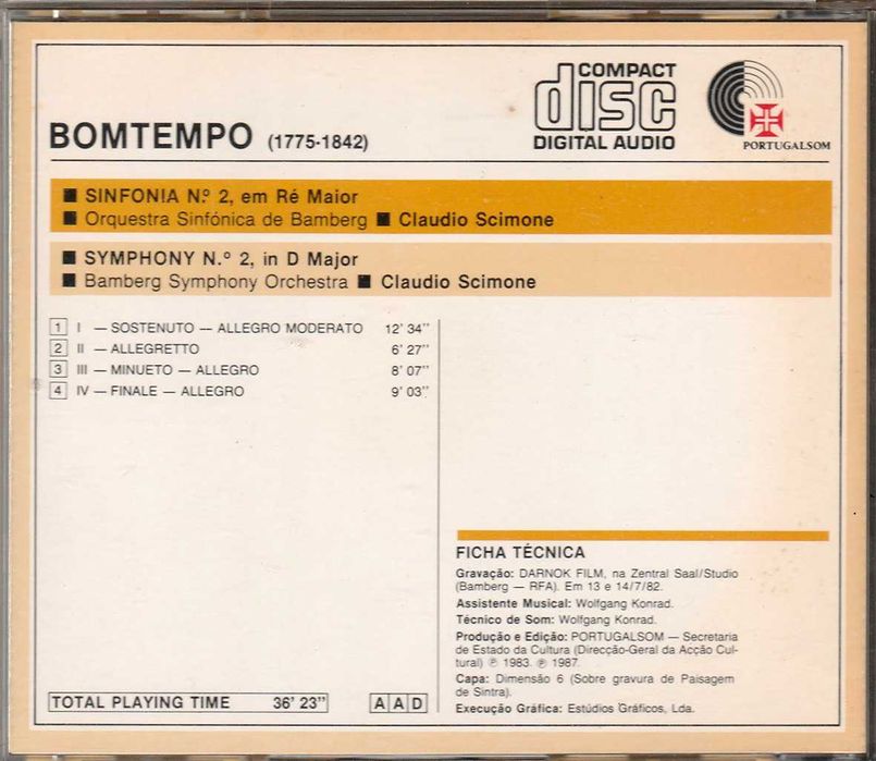CD João Domingos Bomtempo - Sinfonia Nº2